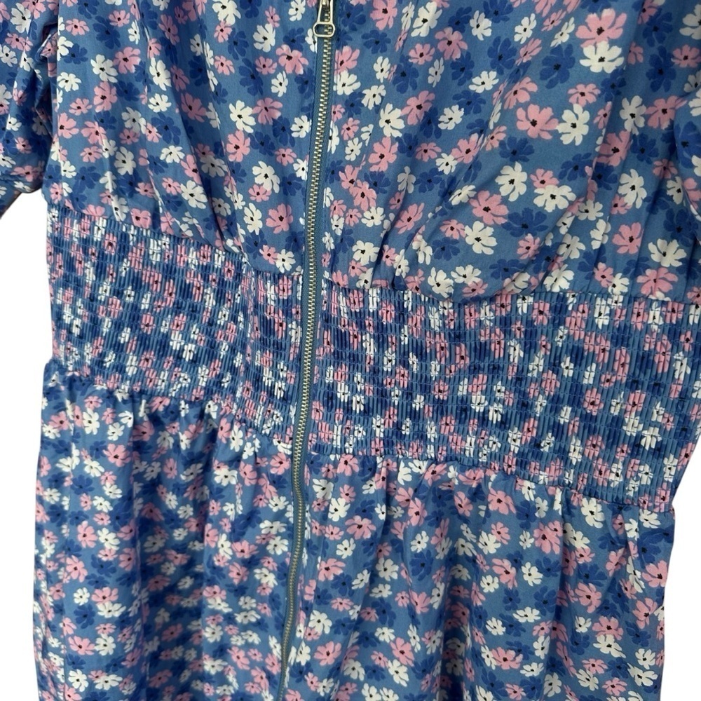 On 34th Women's Printed Cotton Zip-Front Puff-Sleeve Dress, Large - Picture 10 of 11